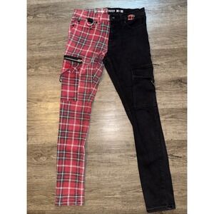 HOT TOPIC HT DENIM STINGER SKINNY JEANS 30x30 Meas. 28x28 GOTH GRUNGE PUNK Plaid